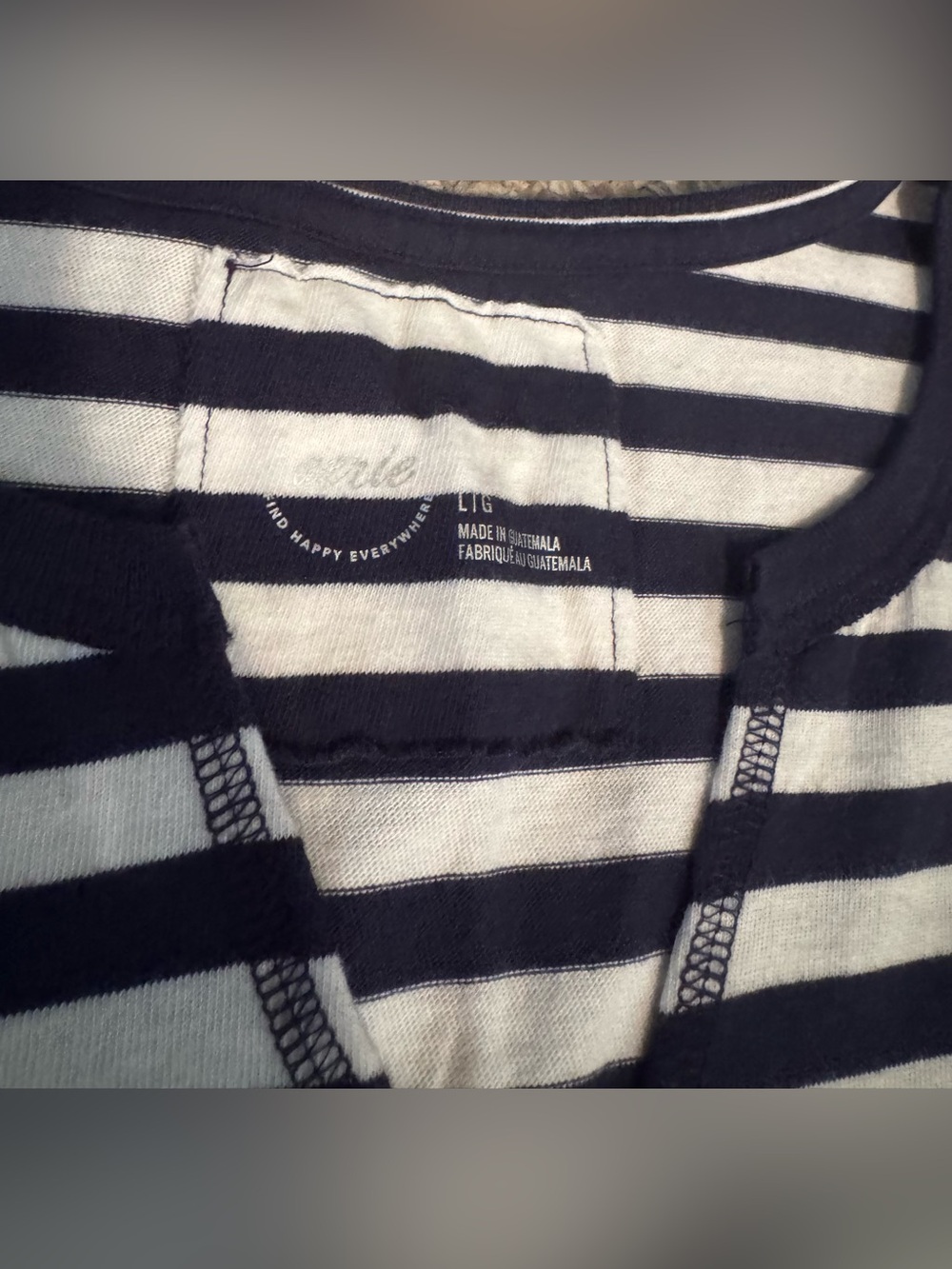 Aerie Women's Summer Breeze Notch Neck T-Shirt Summer Navy Stripe NWT - Picture 3 of 4